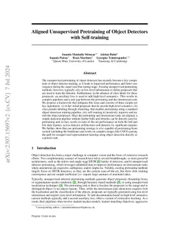 Aligned Unsupervised Pretraining of Object Detectors with Self-training