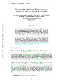 Benchmarking Offline Reinforcement Learning on Real-Robot Hardware