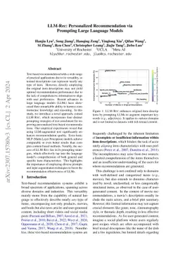 LLM-Rec: Personalized Recommendation via Prompting Large Language Models