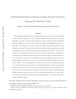 Extremal Dependence of Moving Average Processes Driven by
  Exponential-Tailed Lévy Noise