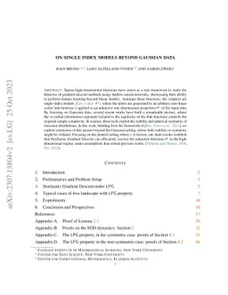 On Single Index Models beyond Gaussian Data