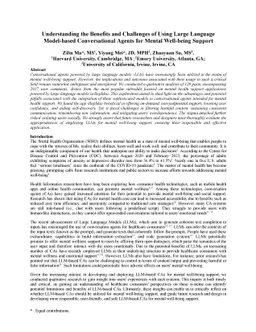 Understanding the Benefits and Challenges of Using Large Language
  Model-based Conversational Agents for Mental Well-being Support