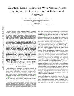 Quantum Kernel Estimation With Neutral Atoms For Supervised
  Classification: A Gate-Based Approach