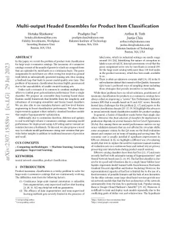 Multi-output Headed Ensembles for Product Item Classification