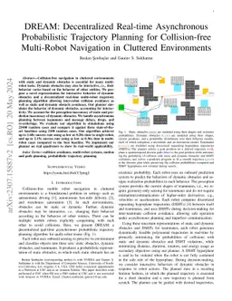 DREAM: Decentralized Real-time Asynchronous Probabilistic Trajectory
  Planning for Collision-free Multi-Robot Navigation in Cluttered Environments