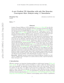 A new Gradient TD Algorithm with only One Step-size: Convergence Rate
  Analysis using $L$-$λ$ Smoothness