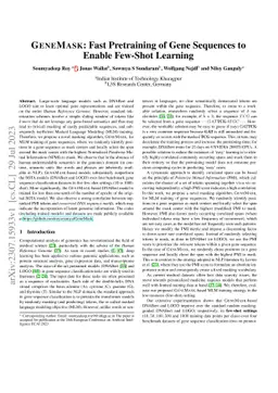 GeneMask: Fast Pretraining of Gene Sequences to Enable Few-Shot Learning