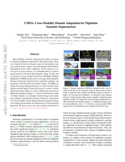 CMDA: Cross-Modality Domain Adaptation for Nighttime Semantic
  Segmentation