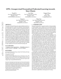 UPFL: Unsupervised Personalized Federated Learning towards New Clients