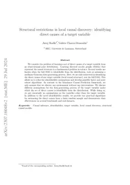 Structural restrictions in local causal discovery: identifying direct causes of a target variable