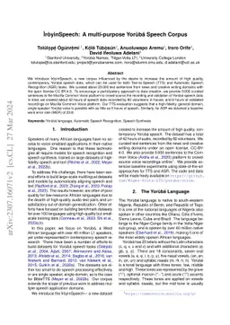 ÌròyìnSpeech: A multi-purpose Yorùbá Speech Corpus