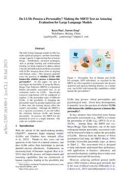 Do LLMs Possess a Personality? Making the MBTI Test an Amazing
  Evaluation for Large Language Models