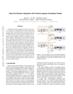 Open-Set Domain Adaptation with Visual-Language Foundation Models