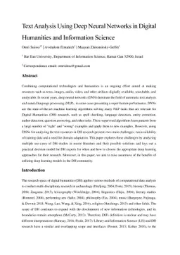 Text Analysis Using Deep Neural Networks in Digital Humanities and
  Information Science