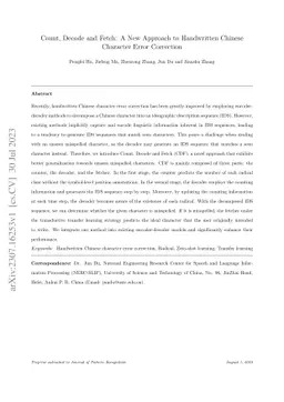Count, Decode and Fetch: A New Approach to Handwritten Chinese Character
  Error Correction
