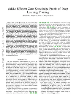 zkDL: Efficient Zero-Knowledge Proofs of Deep Learning Training