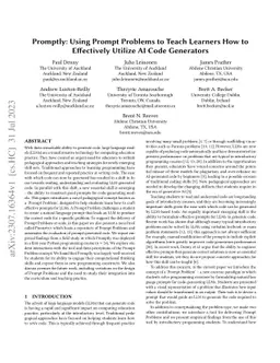 Promptly: Using Prompt Problems to Teach Learners How to Effectively
  Utilize AI Code Generators