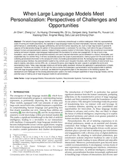 When Large Language Models Meet Personalization: Perspectives of
  Challenges and Opportunities
