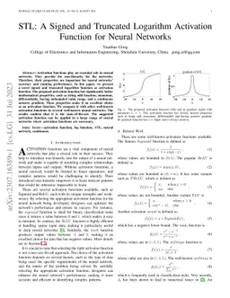 STL: A Signed and Truncated Logarithm Activation Function for Neural
  Networks