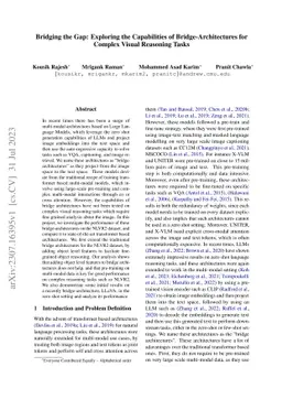 Bridging the Gap: Exploring the Capabilities of Bridge-Architectures for
  Complex Visual Reasoning Tasks