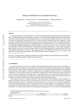 Subspace Distillation for Continual Learning