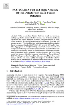 RCS-YOLO: A Fast and High-Accuracy Object Detector for Brain Tumor
  Detection