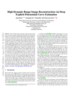 High Dynamic Range Image Reconstruction via Deep Explicit Polynomial
  Curve Estimation
