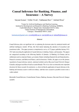 Causal Inference for Banking Finance and Insurance A Survey