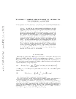 Wasserstein Mirror Gradient Flow as the limit of the Sinkhorn Algorithm