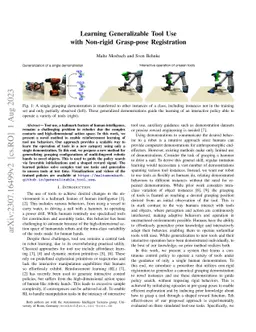 Learning Generalizable Tool Use with Non-rigid Grasp-pose Registration