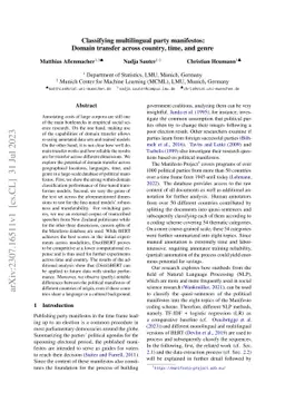 Classifying multilingual party manifestos: Domain transfer across
  country, time, and genre