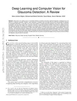 Deep Learning and Computer Vision for Glaucoma Detection: A Review