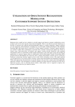 Utilisation of open intent recognition models for customer support
  intent detection