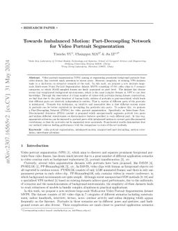 Towards Imbalanced Motion: Part-Decoupling Network for Video Portrait
  Segmentation