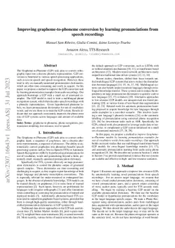 Improving grapheme-to-phoneme conversion by learning pronunciations from
  speech recordings