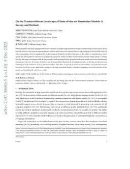 On the Trustworthiness Landscape of State-of-the-art Generative Models:
  A Survey and Outlook