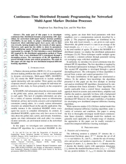 Continuous-Time Distributed Dynamic Programming for Networked
  Multi-Agent Markov Decision Processes