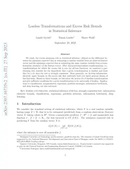 Lossless Transformations and Excess Risk Bounds in Statistical Inference