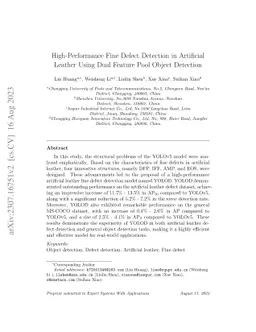 High-Performance Fine Defect Detection in Artificial Leather Using Dual
  Feature Pool Object Detection