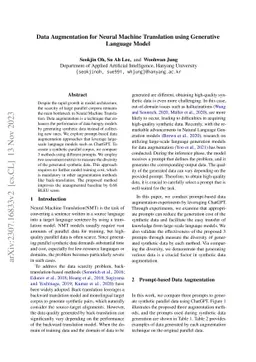 Data Augmentation for Neural Machine Translation using Generative
  Language Model
