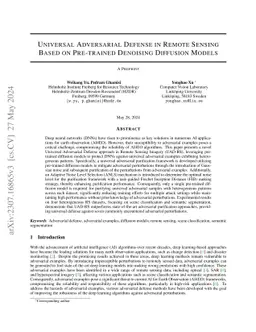 Universal Adversarial Defense in Remote Sensing Based on Pre-trained
  Denoising Diffusion Models