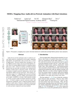 MODA: Mapping-Once Audio-driven Portrait Animation with Dual Attentions