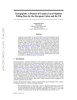 Europepolls: A Dataset of Country-Level Opinion Polling Data for the
  European Union and the UK