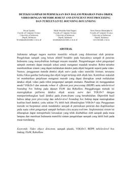 Deteksi Sampah di Permukaan dan Dalam Perairan pada Objek Video dengan
  Metode Robust and Efficient Post-Processing dan Tubelet-Level Bounding Box
  Linking