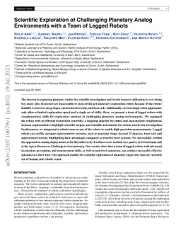 Scientific Exploration of Challenging Planetary Analog Environments with
  a Team of Legged Robots