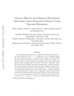 Memory Efficient And Minimax Distribution Estimation Under Wasserstein
  Distance Using Bayesian Histograms