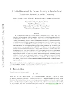 A Unified Framework for Pattern Recovery in Penalized and Thresholded Estimation and its Geometry
