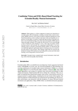 Combining Vision and EMG-Based Hand Tracking for Extended Reality
  Musical Instruments