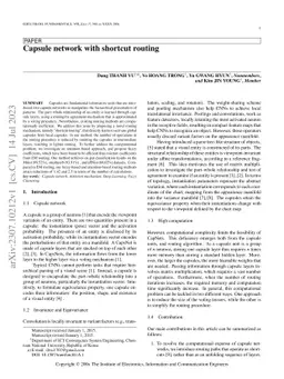 Capsule network with shortcut routing