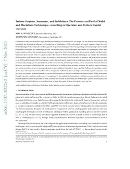 Techno-Utopians, Scammers, and Bullshitters: The Promise and Peril of
  Web3 and Blockchain Technologies According to Operators and Venture Capital
  Investors